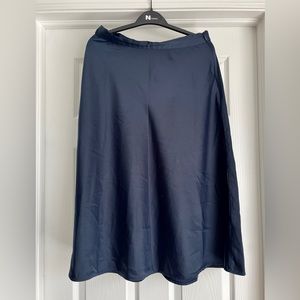 H&M Navy Satin Midi Skirt